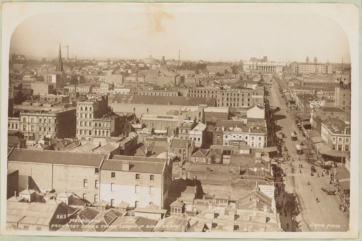 Melbourne from [the] Post Office Tower, looking up Bourke St east, Melbourne City (1892–1900)