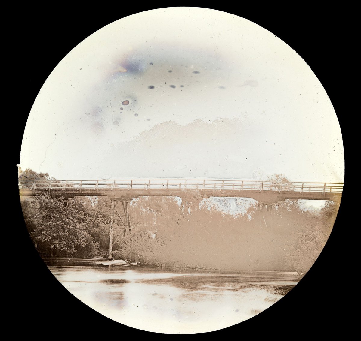 Wooden bridge, Yarra River in country Victoria (1909)