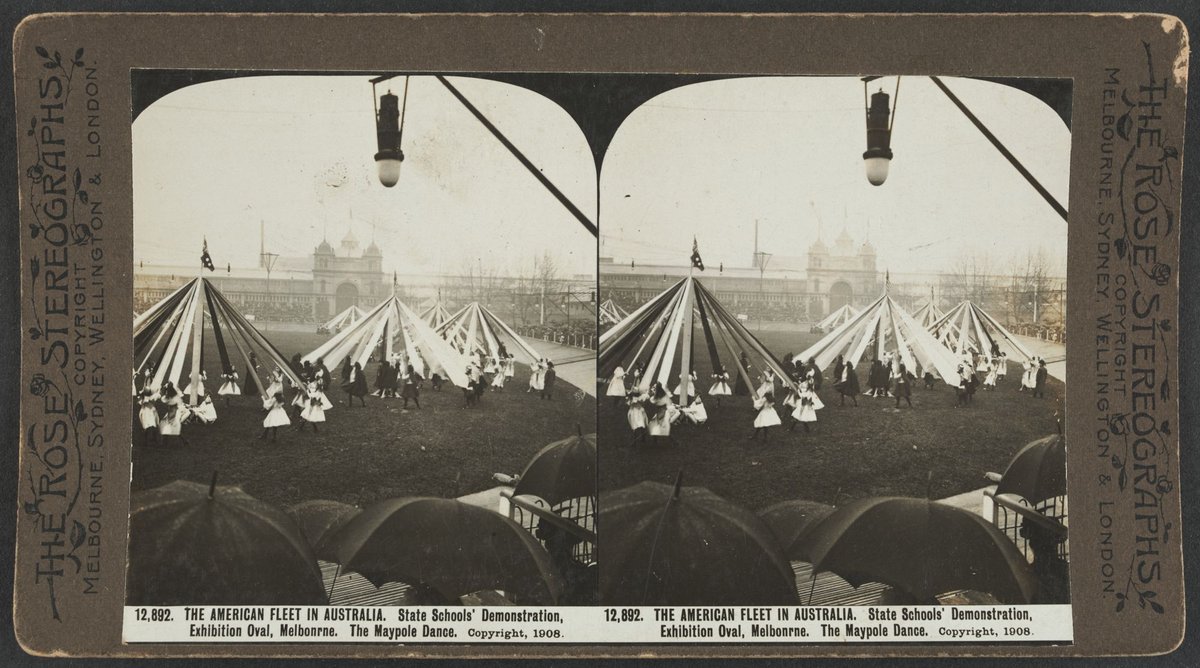 THE AMERICAN FLEET IN AUSTRALIA. State School's Demonstration, Exhibition Oval, Melbourne. The Maypole Dance (c. 1908)