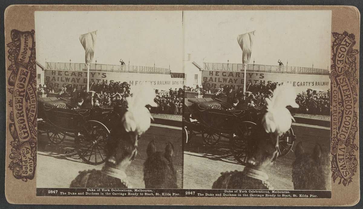 Duke of York Celebrations, Melbourne. The Duke a d Duckess in the Carriage Ready to Start, St. Kilda Pier, St Kilda (1901)