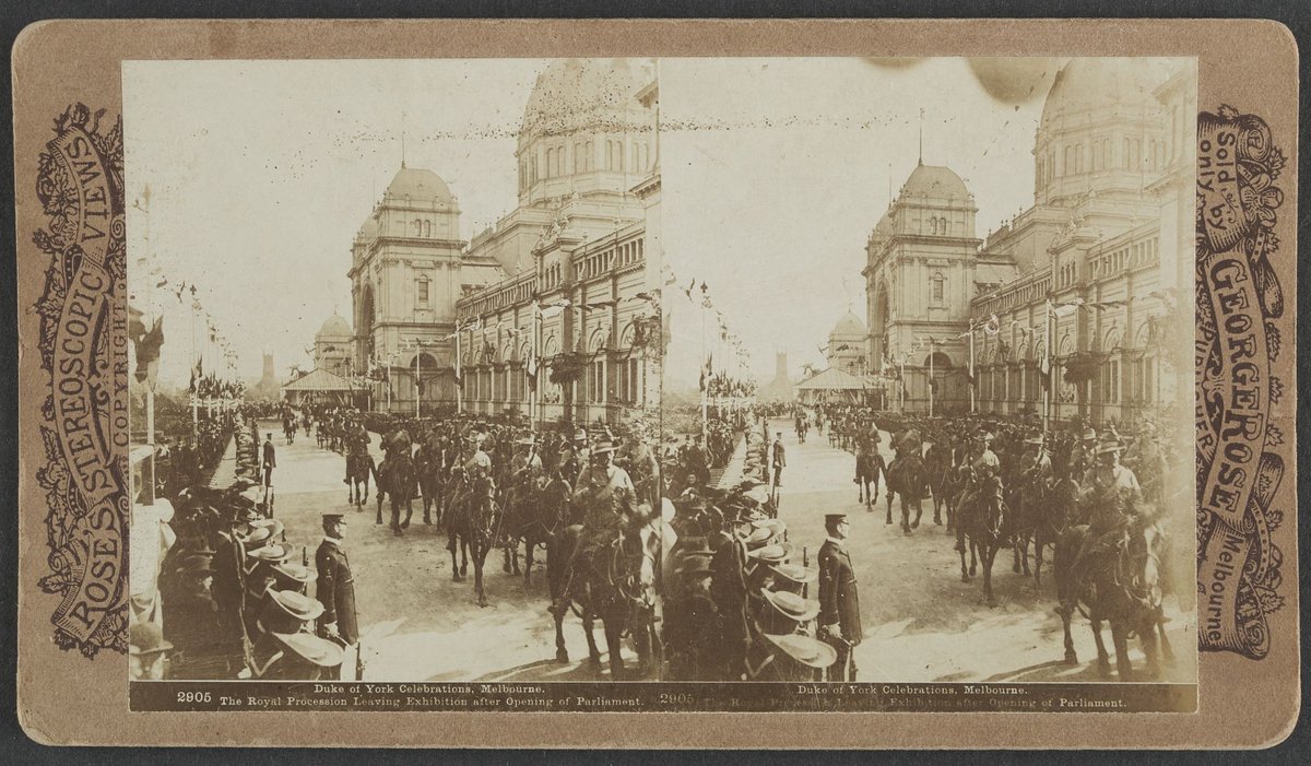 Duke of York Celebrations, Melbourne. The Royal Procession Leaving Exhibition after Opening of Parliament (1901)