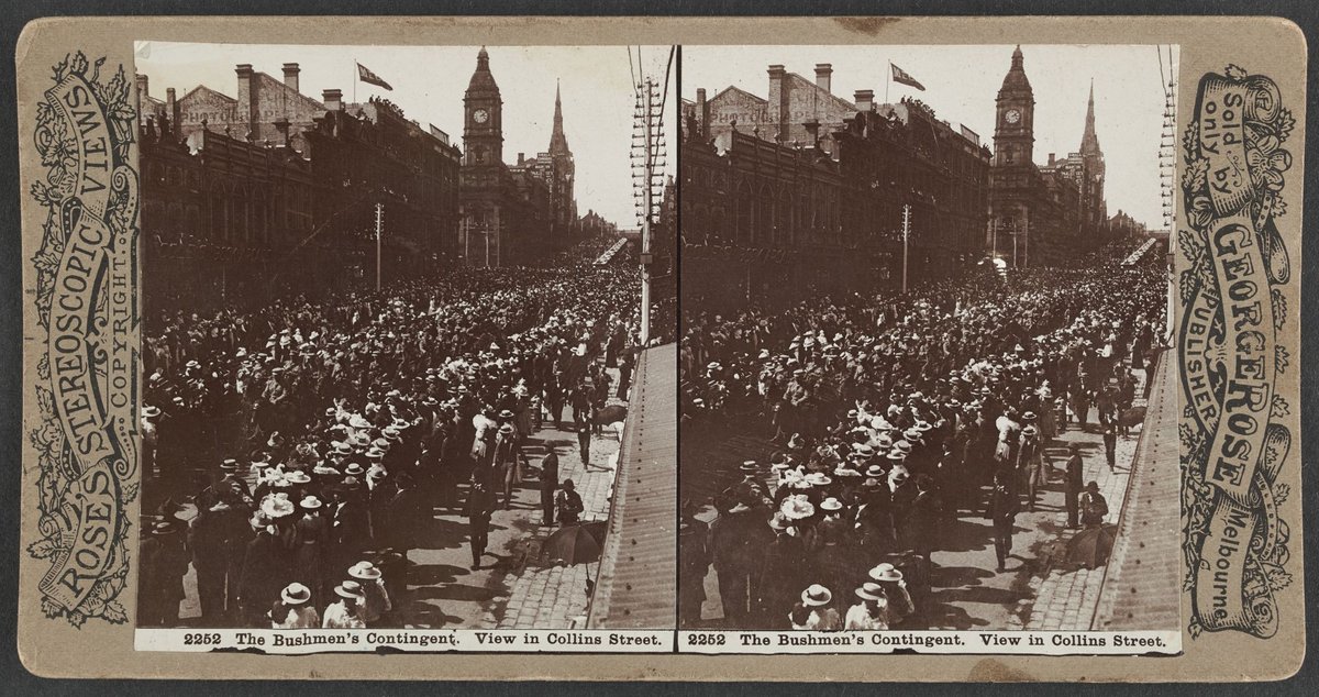 The Bushmen's Contingent. View in Collins Street, Melbourne City (c. 1900)