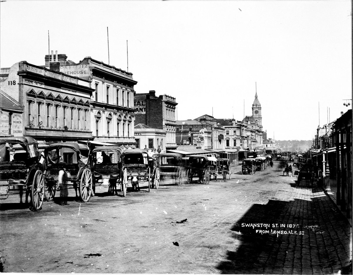Swanston St. in 1870, from Lonsdale Street, Melbourne City