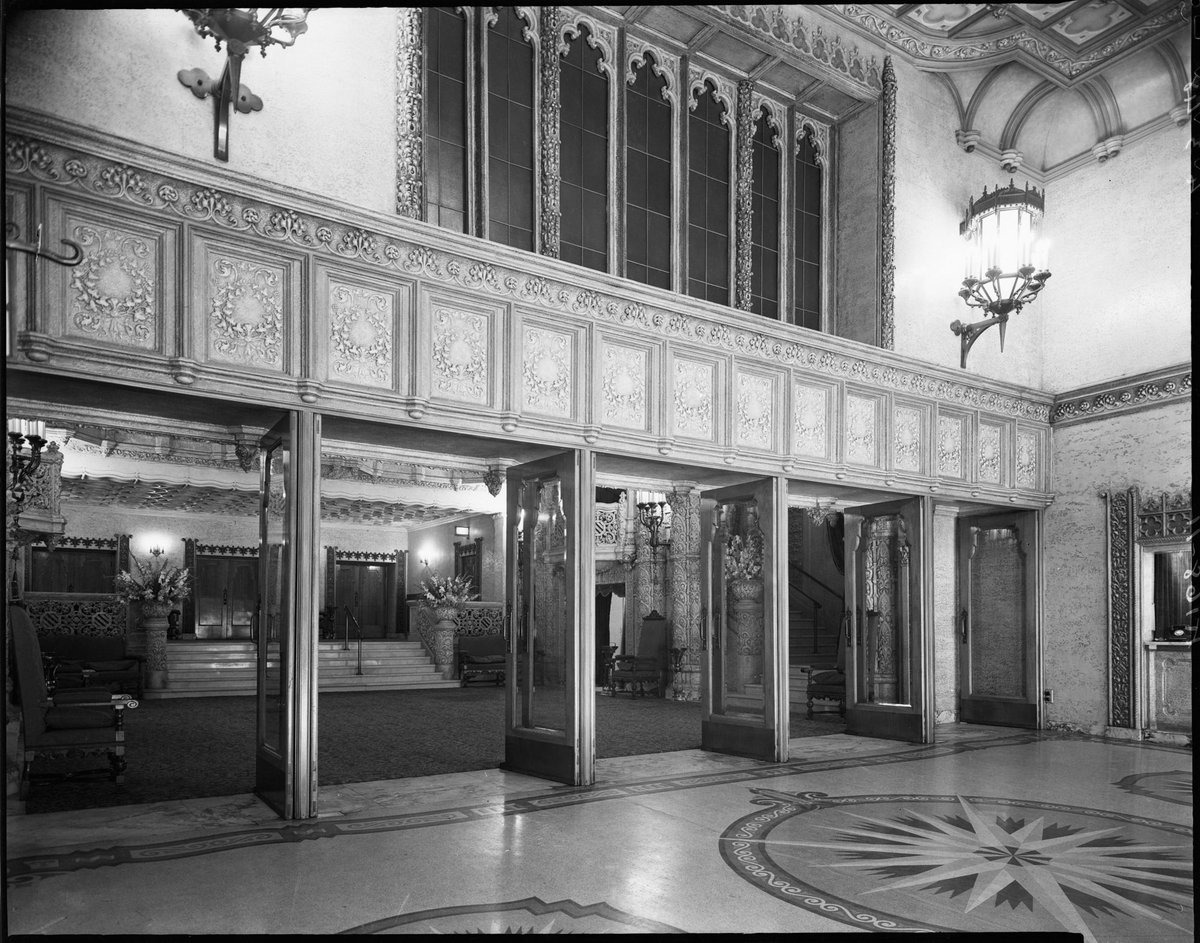 Doors from tiled entrance into Regent Theatre foyer, Collins Street, Melbourne, Melbourne City (1948)