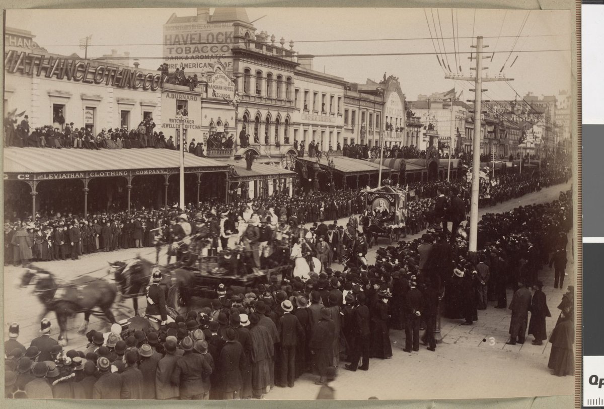Procession in honour of Queen Victoria's Jubilee, in Bourke Street between Swanston and Elizabeth Streets, Melbourne City (1897)