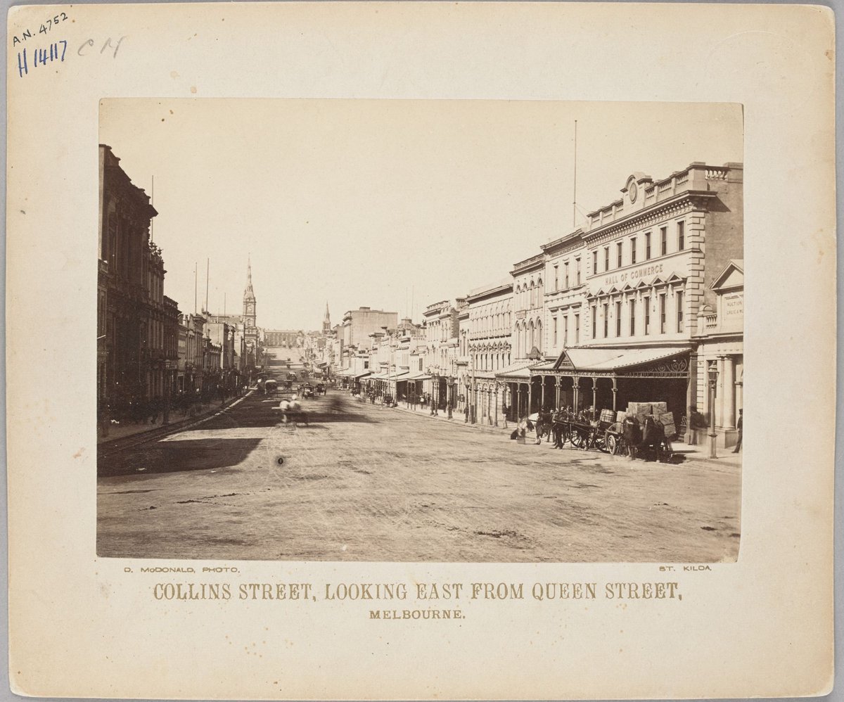 Collins Street, looking east from Queen Street, Melbourne, Melbourne City (c. 1870)