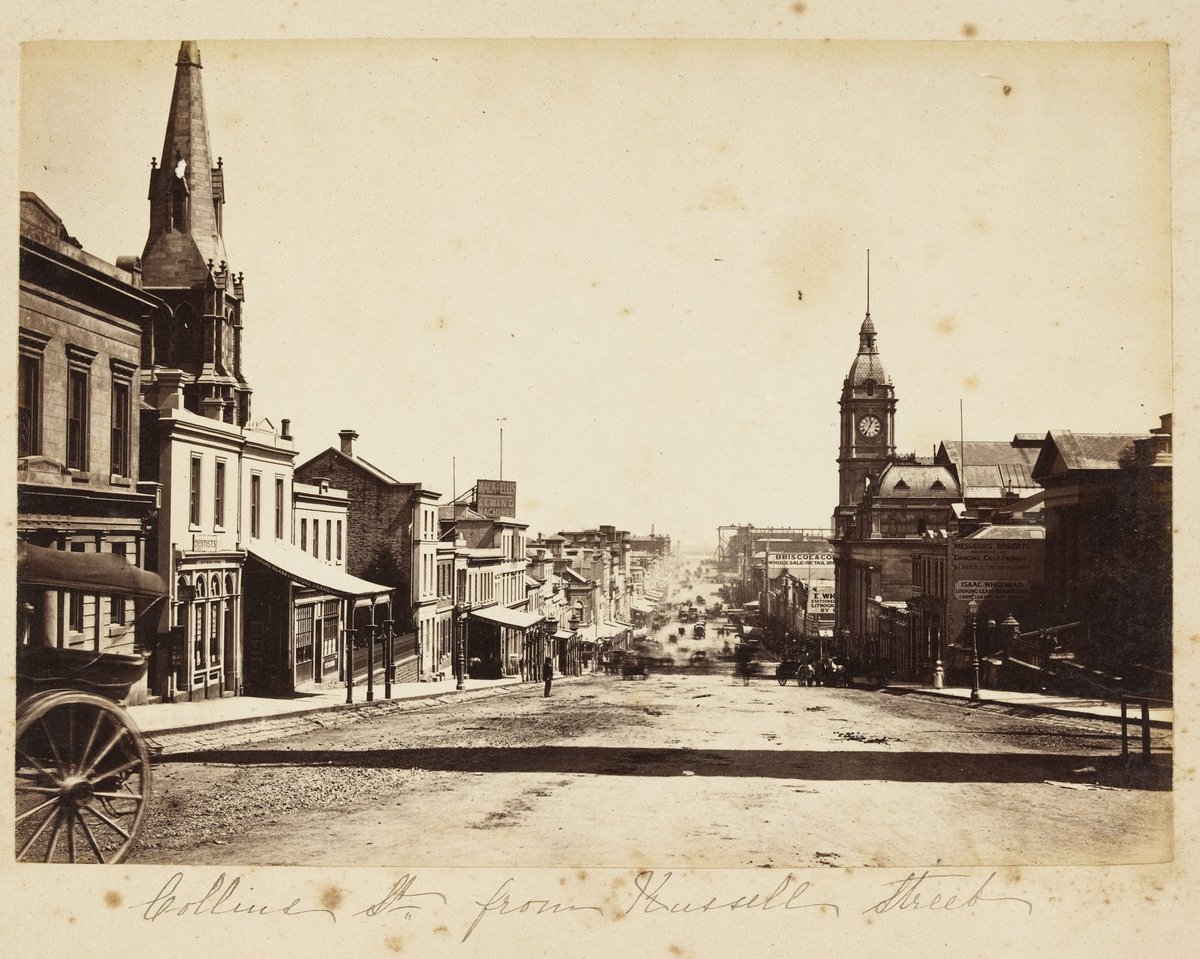 Collins Street Melbourne, from Russell Street, Melbourne City (c. 1875)