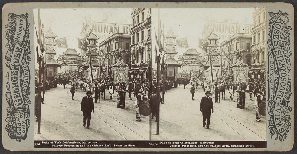 Duke of York Celebrations, Melbourne. Chinese Procession and the Chinese Arch, Swanston Street, Melbourne City (1901)