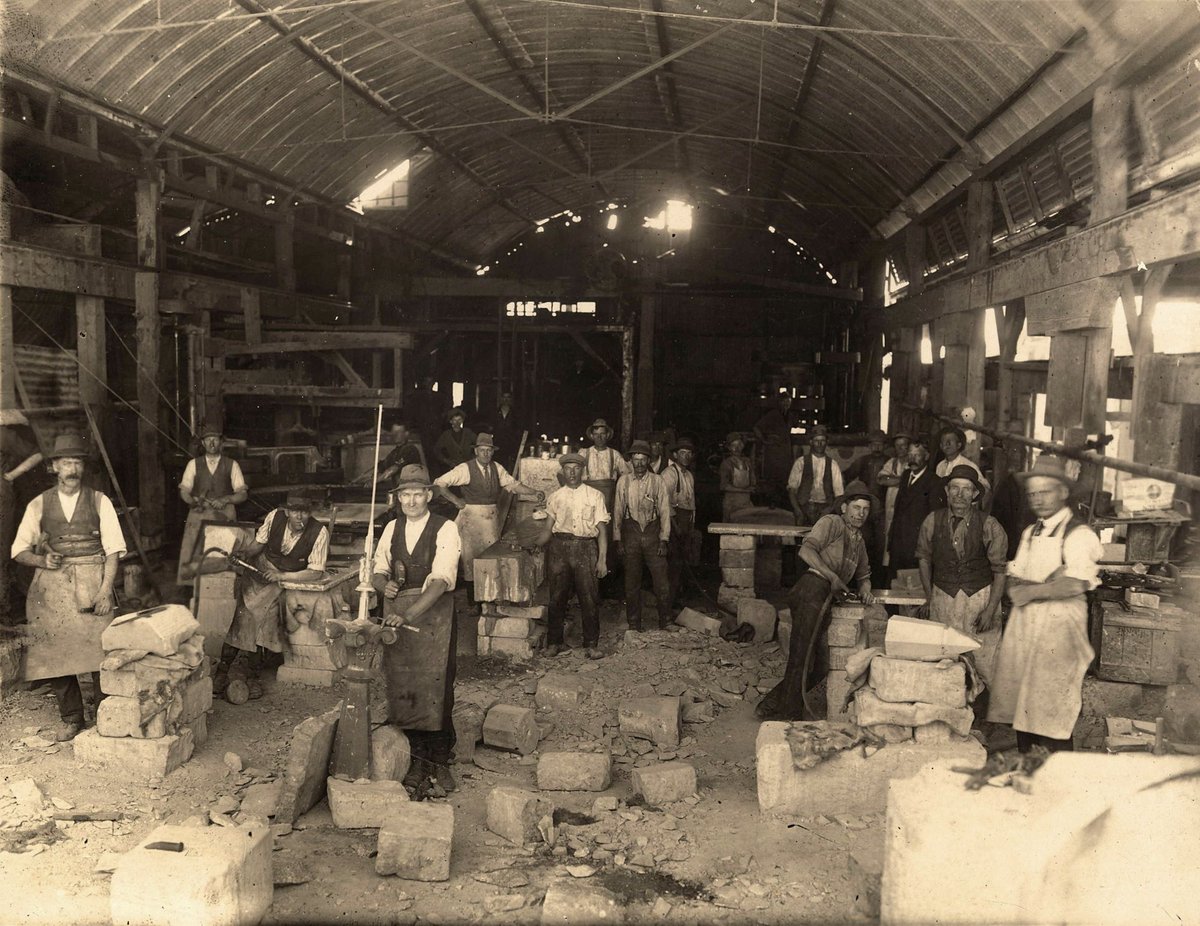 Stone masons at work Standard Quarries Footscray (1925–35)