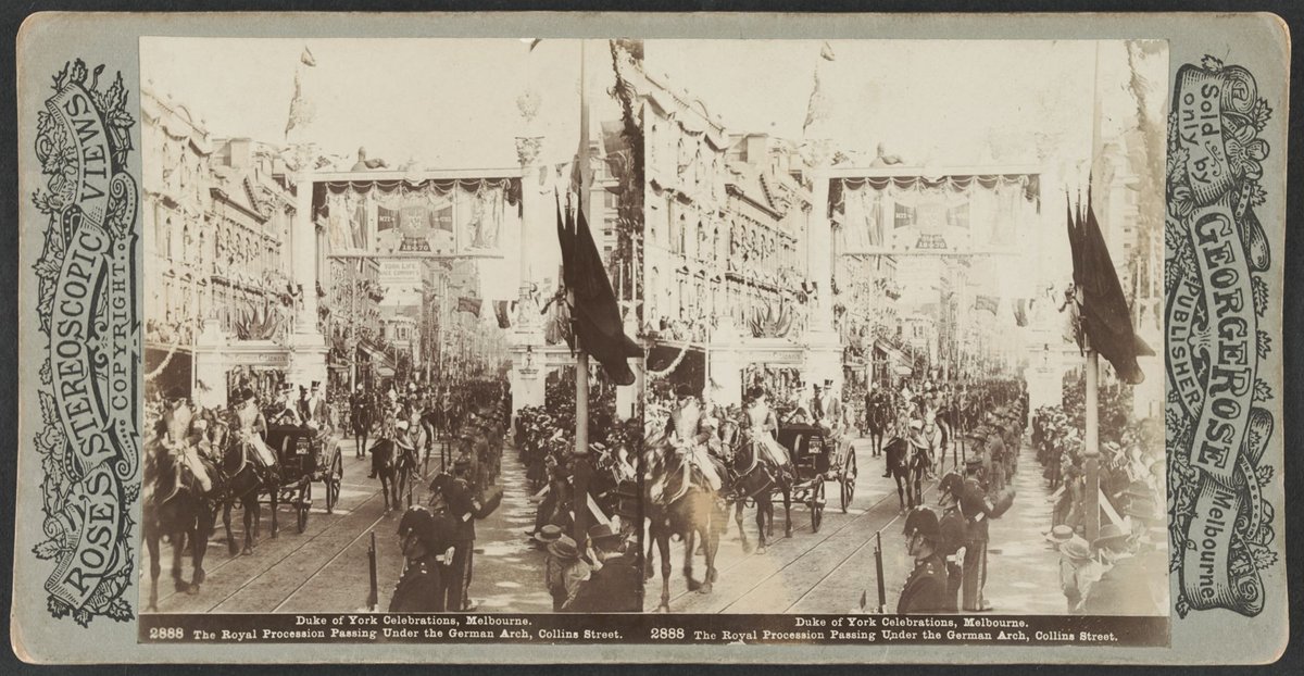 Duke of York Celebrations Melbourne. The Royal Procession Passing Under the German Arch Collins Street, Melbourne City (1901)