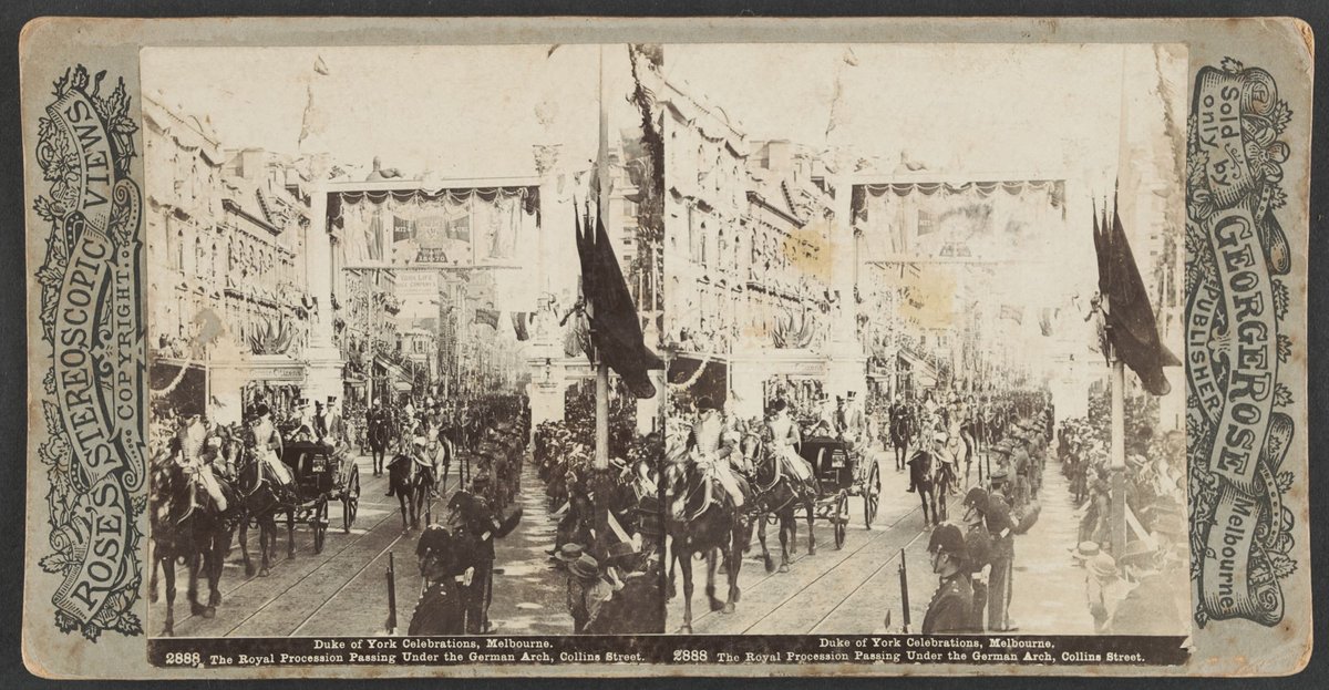 Duke of York Celebrations Melbourne. The Royal Procession Passing Under the German Arch Collins Street, Melbourne City (1901)