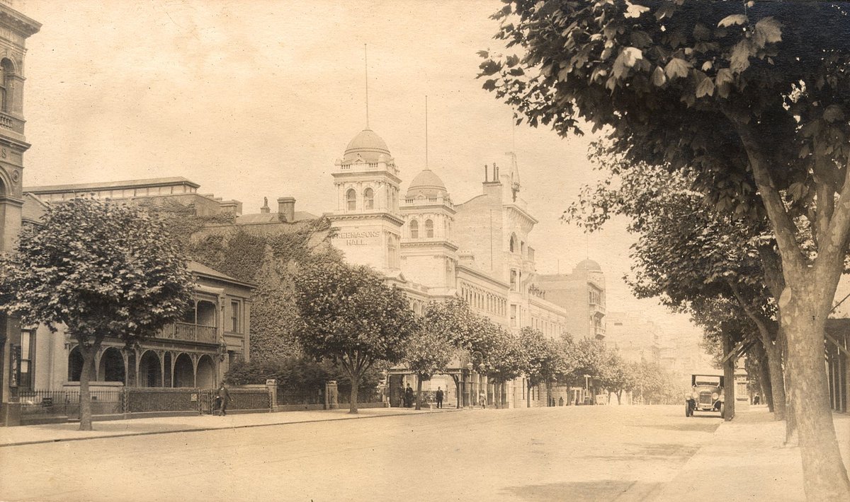 Views of central Melbourne, including upper Collins Street, Parliament House, St. Patrick's Cathedral and Victoria Street, East Melbourne (1921–23)