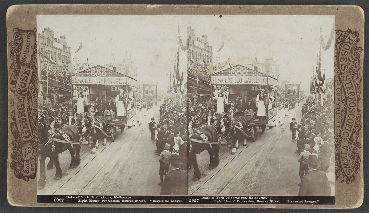 Duke of York Celebrations, Melbourne. Eight Hours' Procession, Bourke Street. 'Slaves no Longer.', Melbourne City (1901)