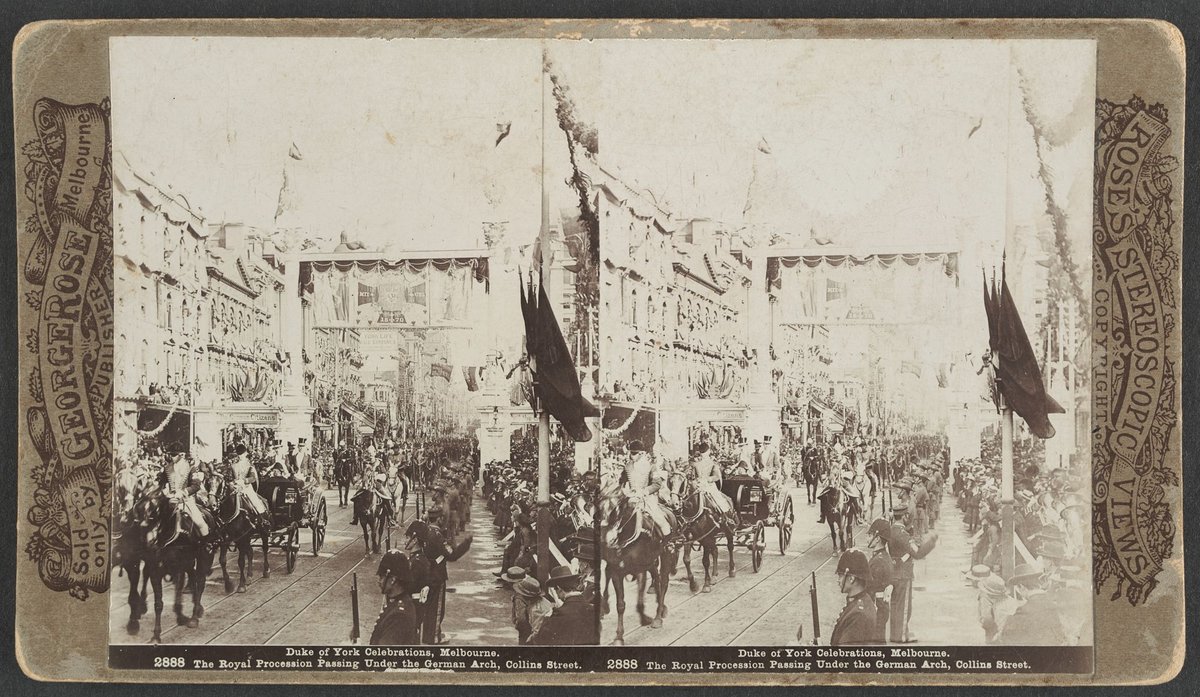 Duke of York Celebrations Melbourne. The Royal Procession Passing Under the German Arch Collins Street, Melbourne City (1901)