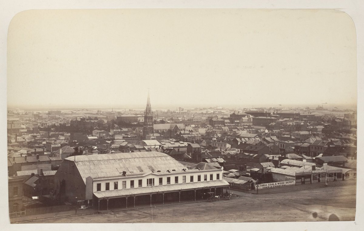 View of Spring Street & intersection with Little Bourke Street, Melbourne City (1862–79)