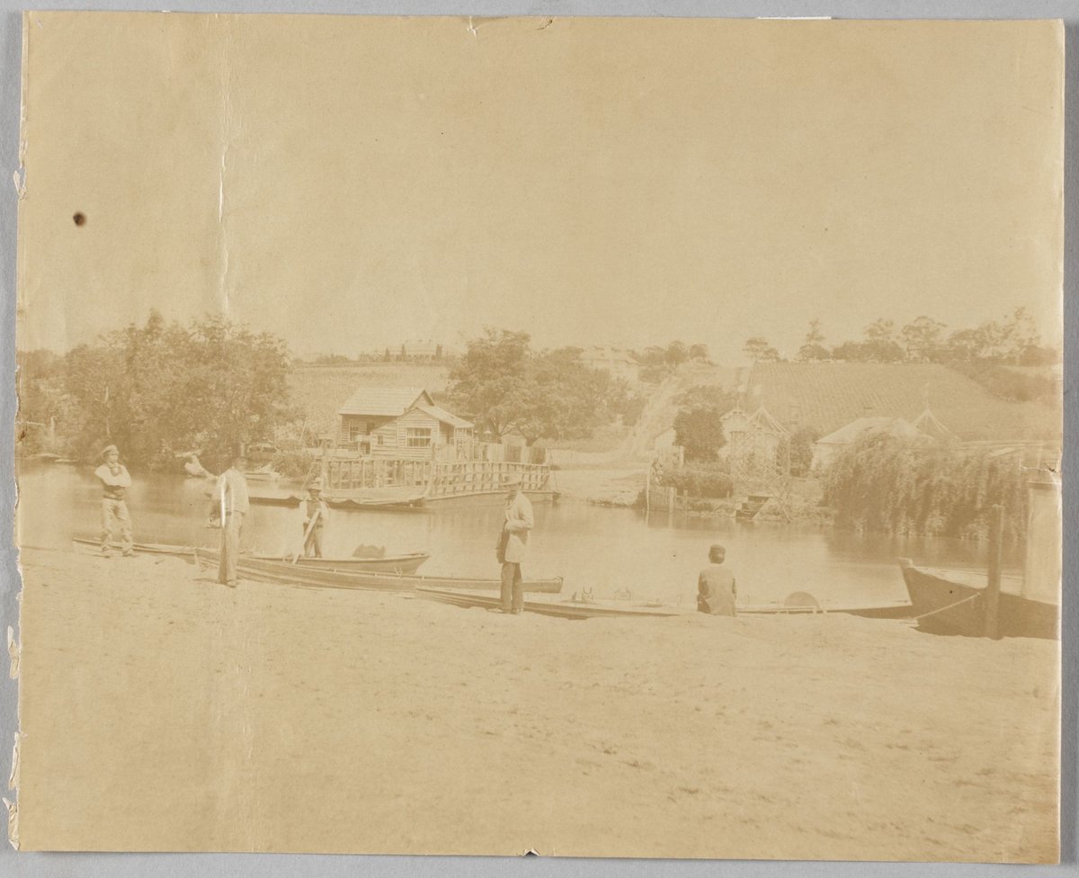 Punt on the Yarra River at Punt Road, Richmond, looking towards South Yarra (1861)