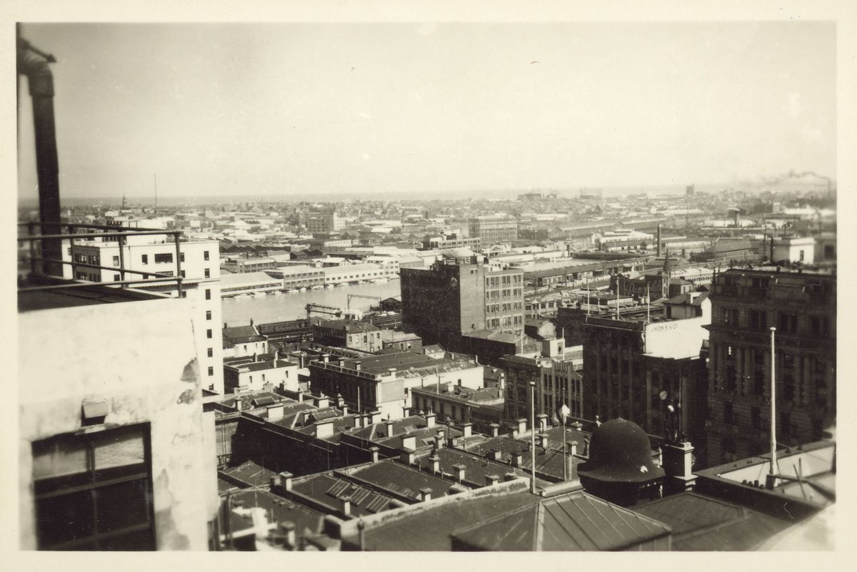 "Looking over Melbourne, from the Temple Court roof, Vic." (1948)