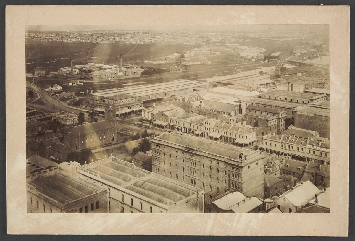 Looking South over St. Pauls Church and the old Fish Market building towards South Melbourne (1875)