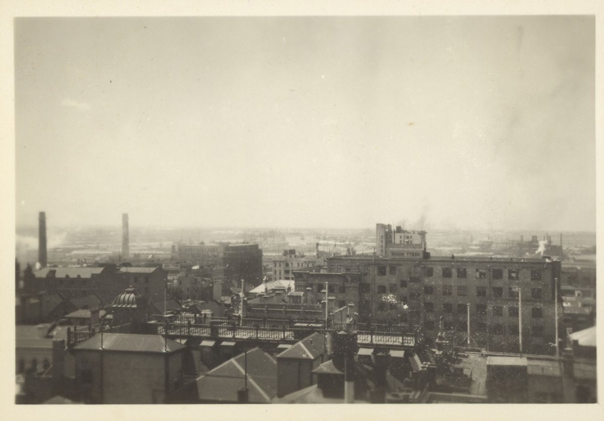 Looking over Melbourne, from the Temple Court roof, Vic (1948)