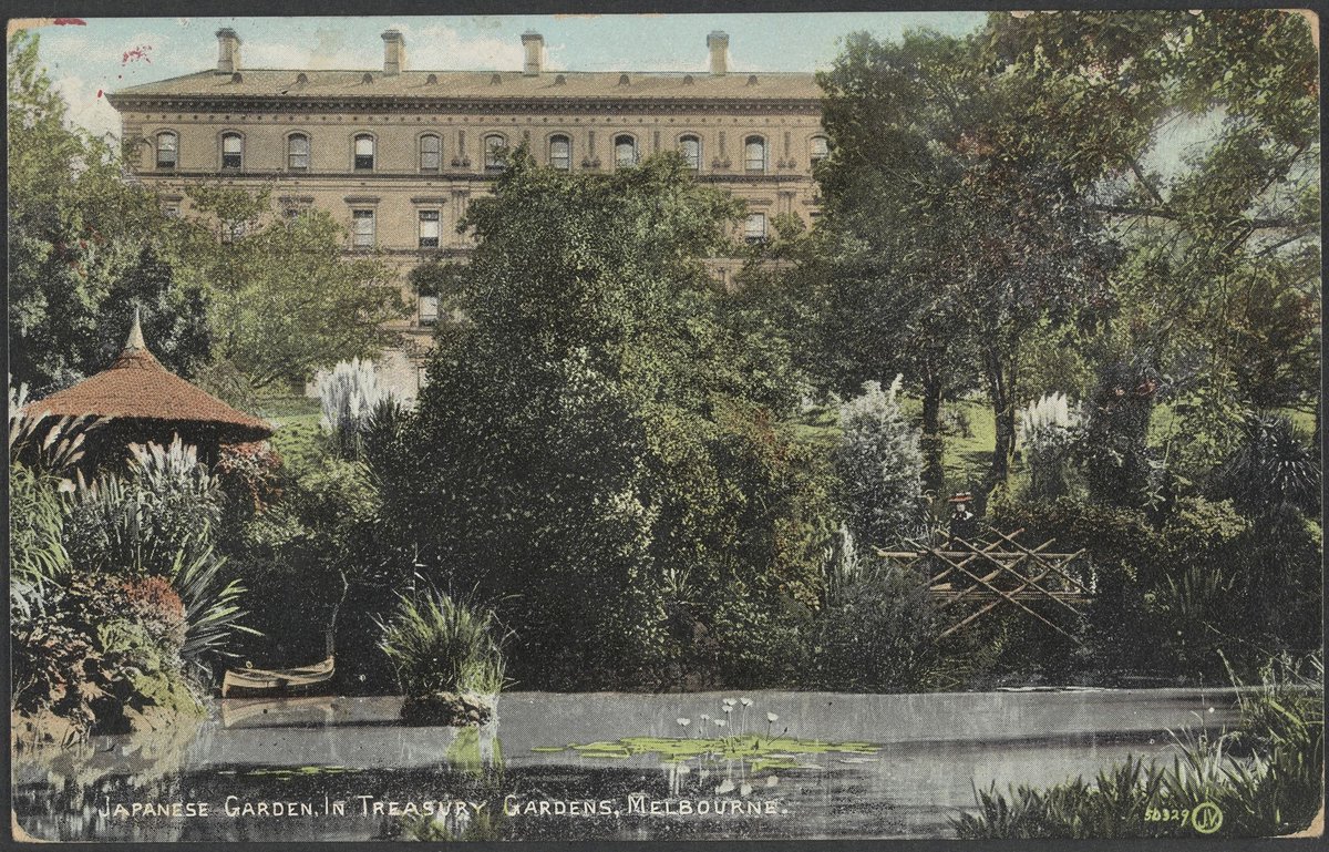 Japanese garden, in Treasury Gardens, Melbourne, East Melbourne (1906?)