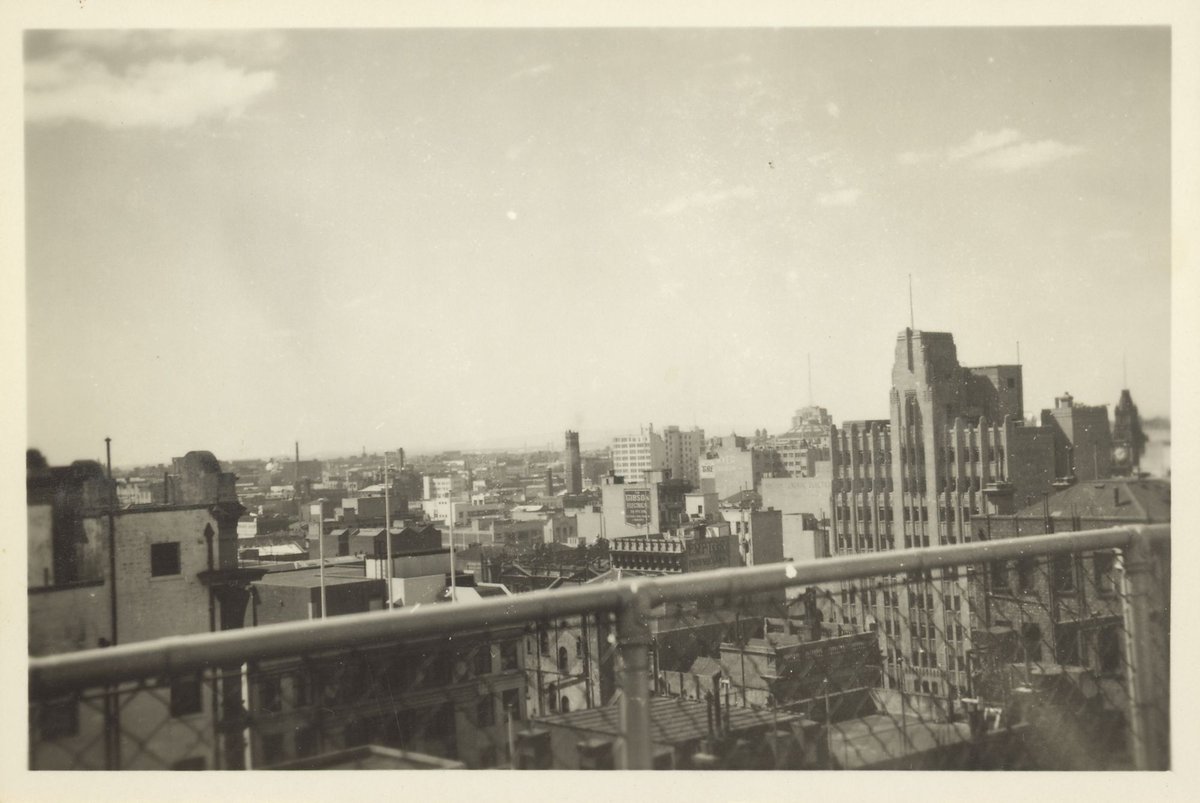 Looking over Melbourne, from the Temple Court roof, Vic (1948)