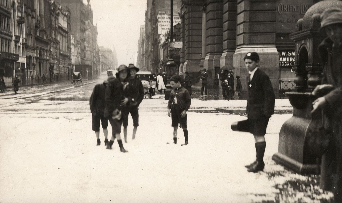 Hailstorm in central Melbourne, 1921, Melbourne City