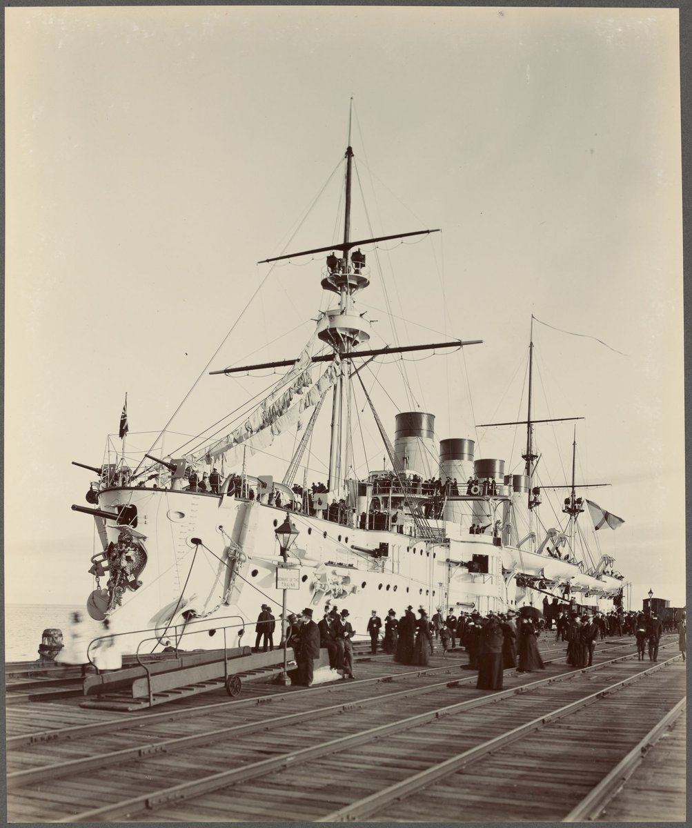 The Russian cruiser "Gromoboi" lying at Port Melbourne Railway Pier (1901)