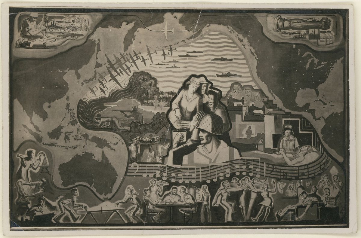 John Hatch and mural Red Cross building Melbourne Vic (1939–45)