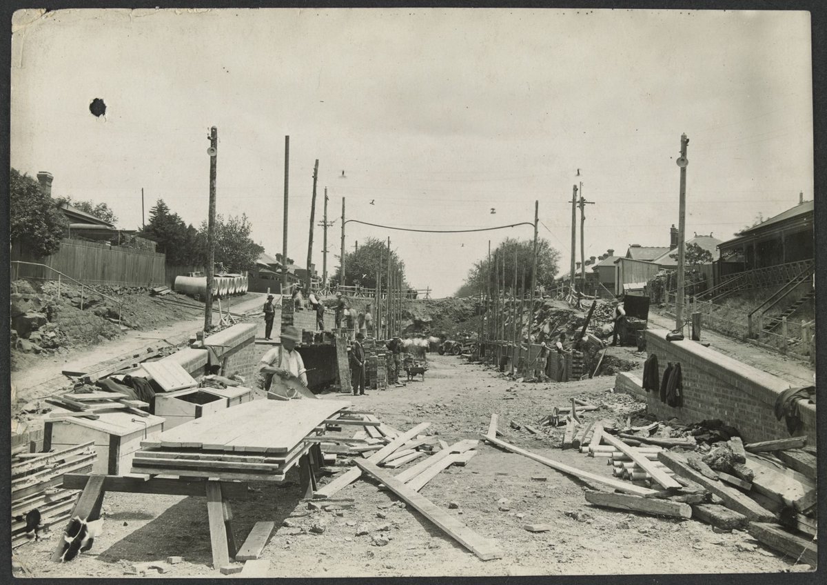 South Kensington to West Footscray, excavations for railway (1926–27)