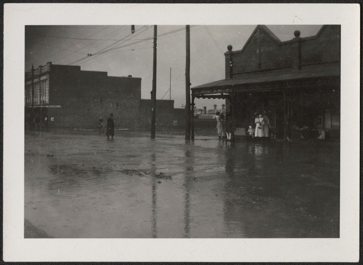 Flooded Barkly Street and some family photographs Footscray Victoria (1924)