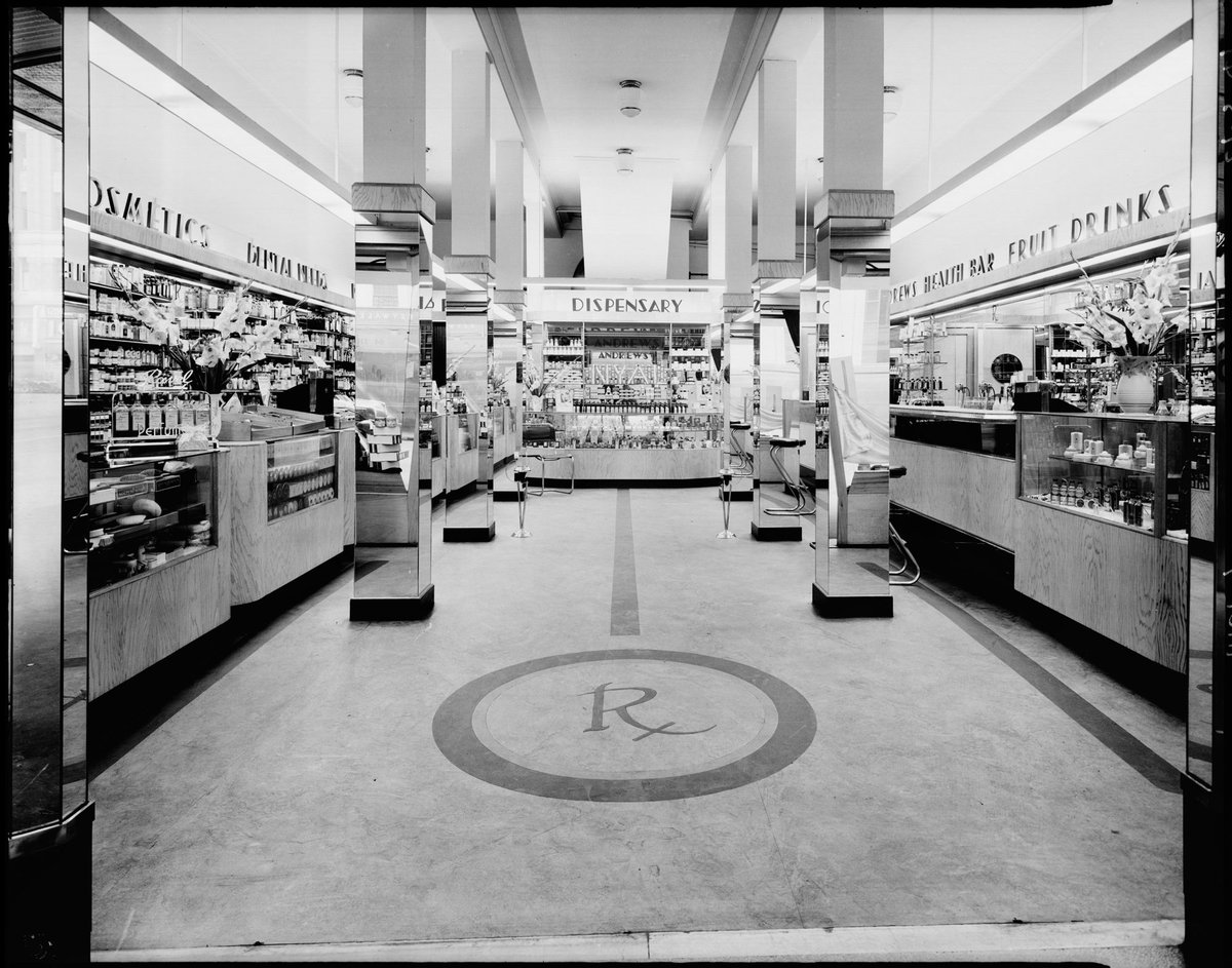 Interior of Andrews Drug Store. 69 Elizabeth St. Melbourne, Melbourne City (1947)