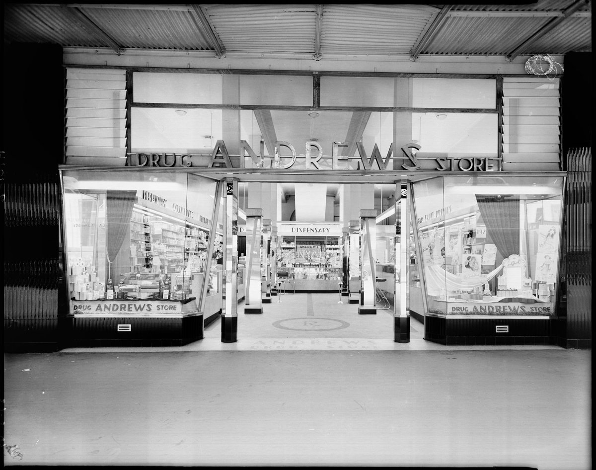 Andrews Drug Store, 69 Elizabeth St. Melbourne, showing window and counter areas, Melbourne City (1947)