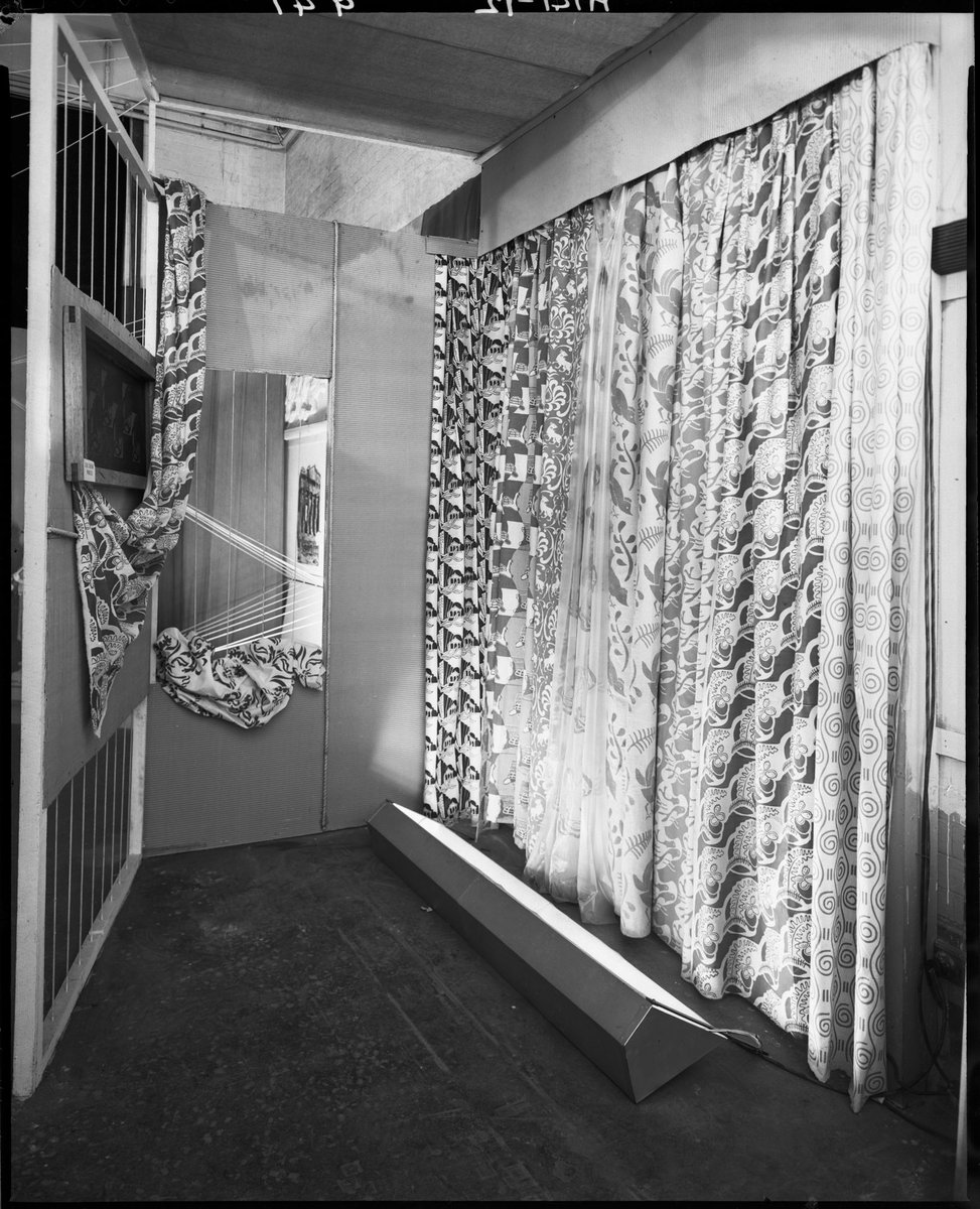Part of a display of student-designed fabrics, Melbourne Technical College (R.M.I.T.) (1947)