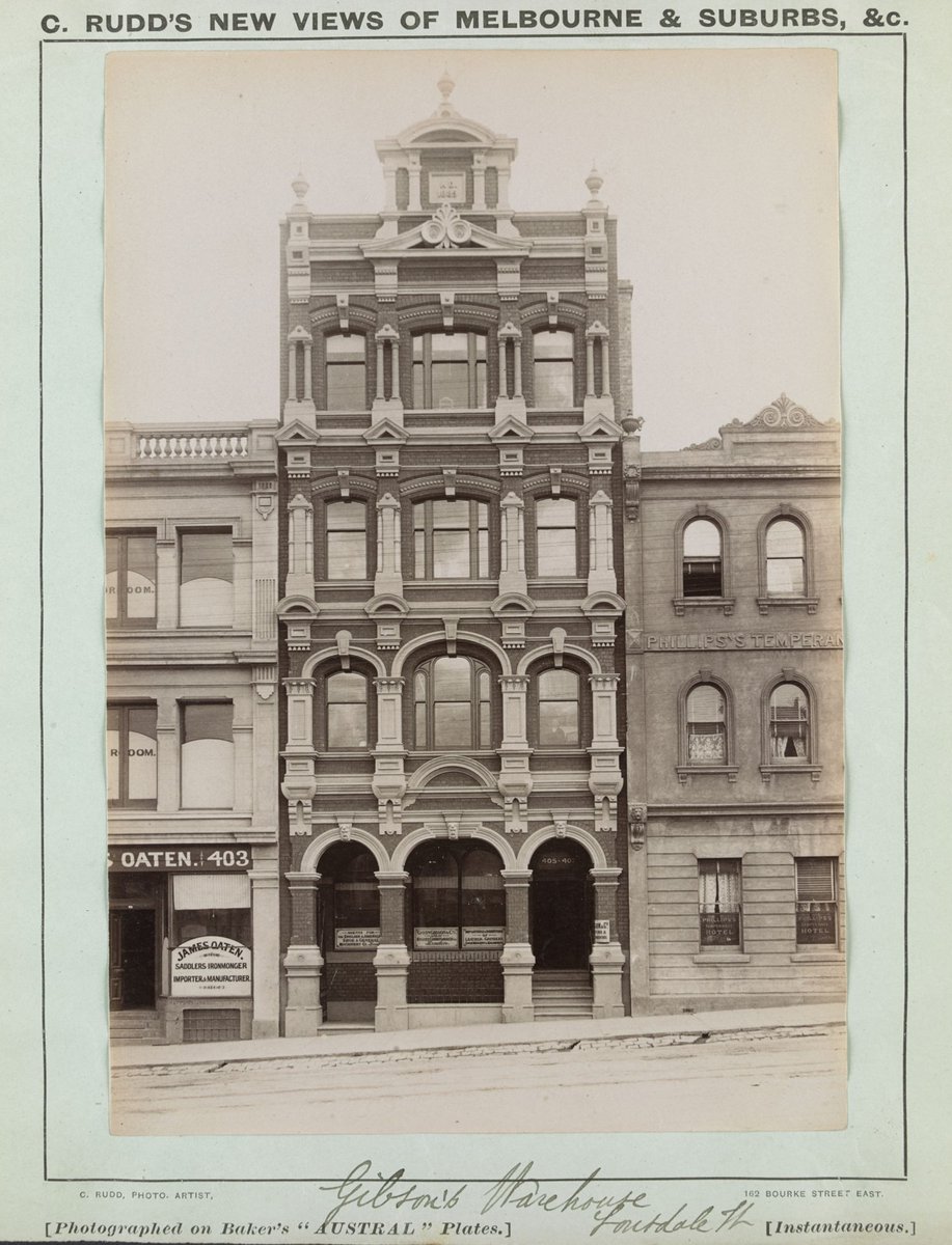 Gibson's warehouse, [405-407] Lonsdale St [building dated 1889], Melbourne City (c. 1889)