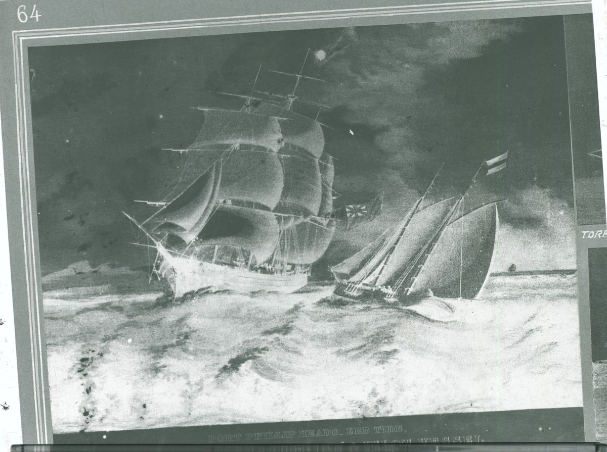 Port Phillip Heads. Ebb Tide. Clipper Ship Lightning & Pilot vessel, Port Phillip Bay (1946)