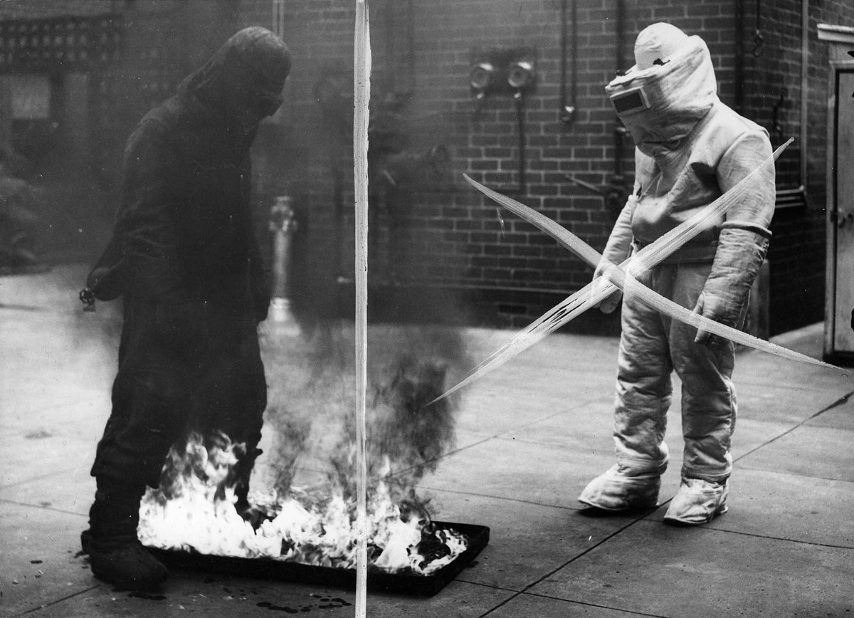 Testing different fire armour A.R.P. [i.e. Air Raid Precautions] Melbourne (1938–44)