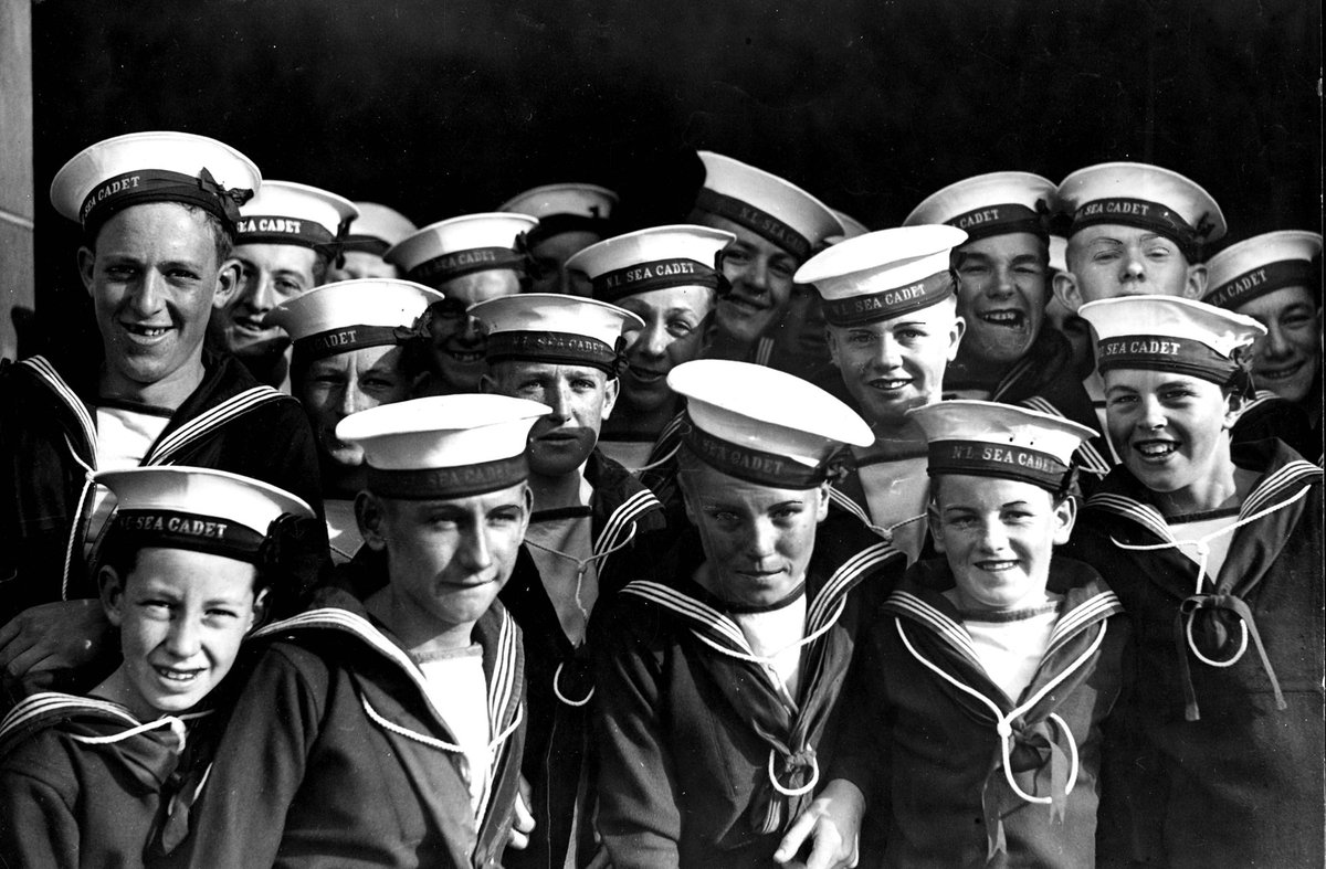 Types of Navy League Cadets waiting to compete for the Fairfax Colors at the Melb [i.e. Melbourne] Grammar School (c. 1936)