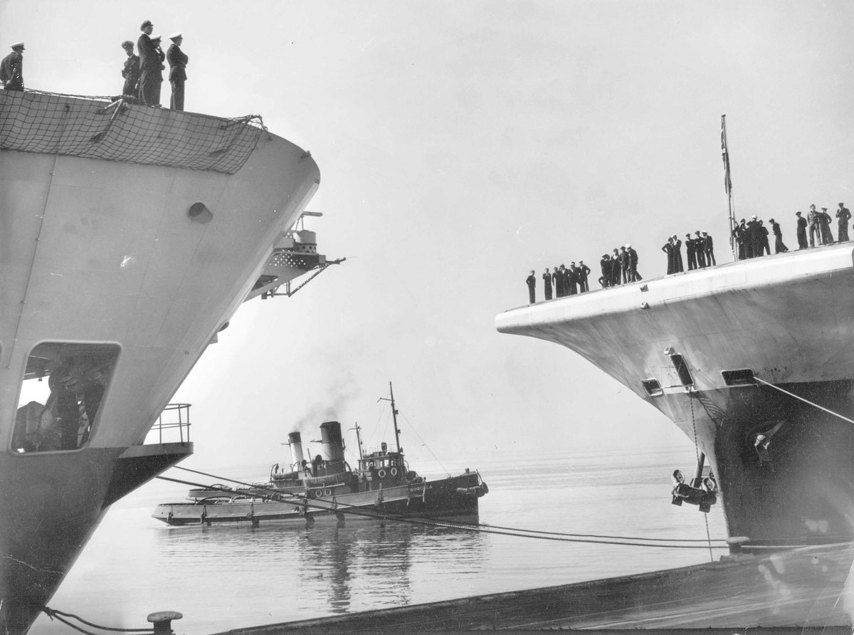 Visit by British aircraft carriers H.M.S. Glory, H.M.S. Indefatigable, H.M.S. Venerable, H.M.S. Implacable to Melbourne, 1946, Port Melbourne