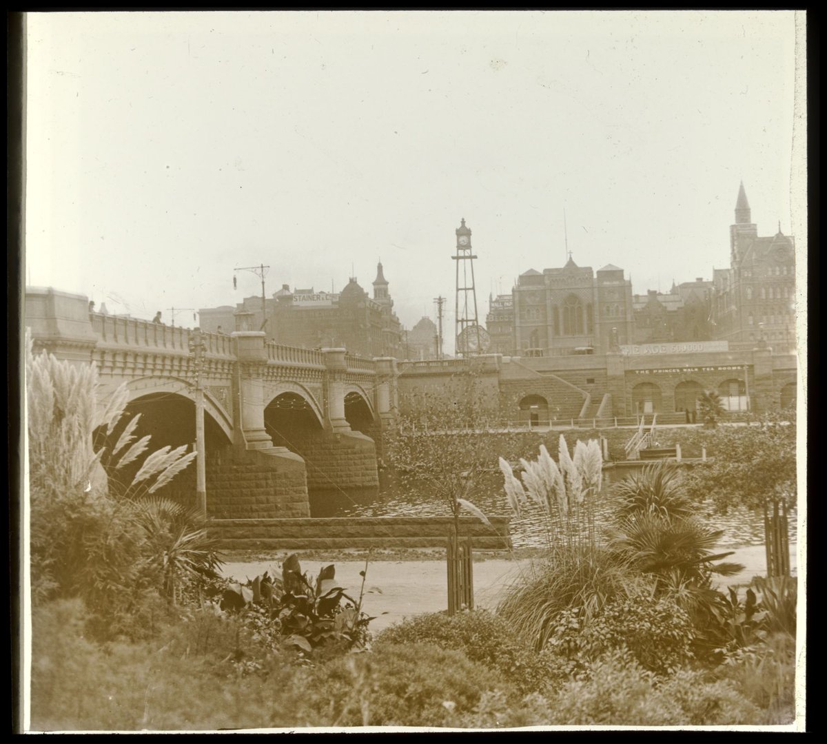 Princes Bridge looking towards Flinders St. Station, Melbourne City (1875–1938)