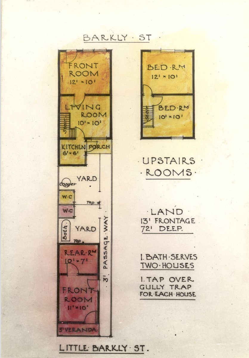 Carlton. Plan showing house built on Barkly Street frontage and house at the rear facing Little Barkly Street (c. 1935)