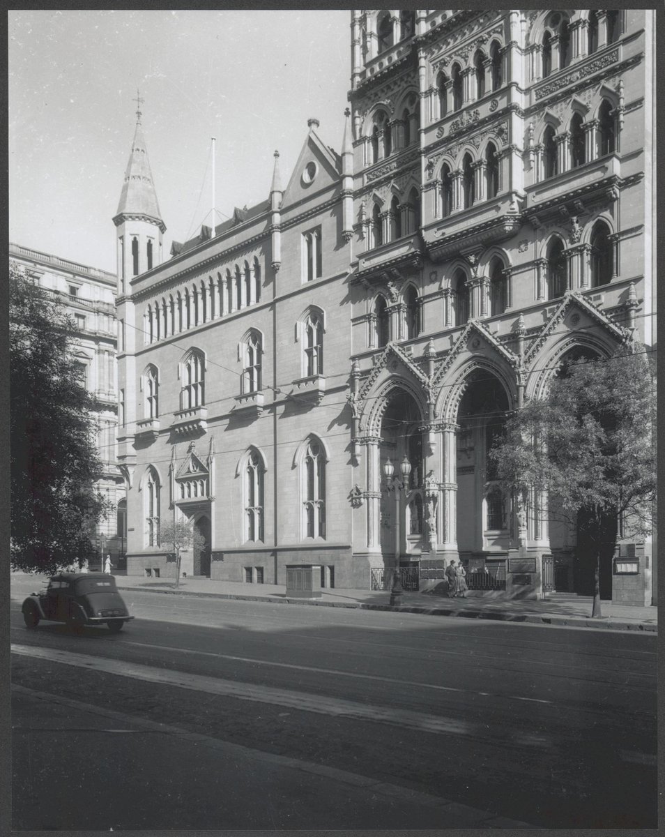 E.S.& A. Bank, corner Collins and Queen Streets, Melbourne, exteriors, Melbourne City (1952)