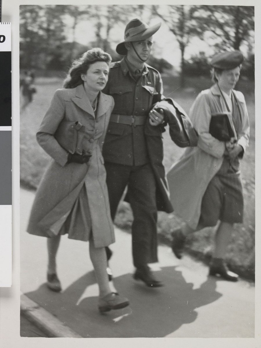 Ex-prisoner of war Pte. K. E. Drew from Melbourne at the English Derby meeting, 1945 (c. 1945)