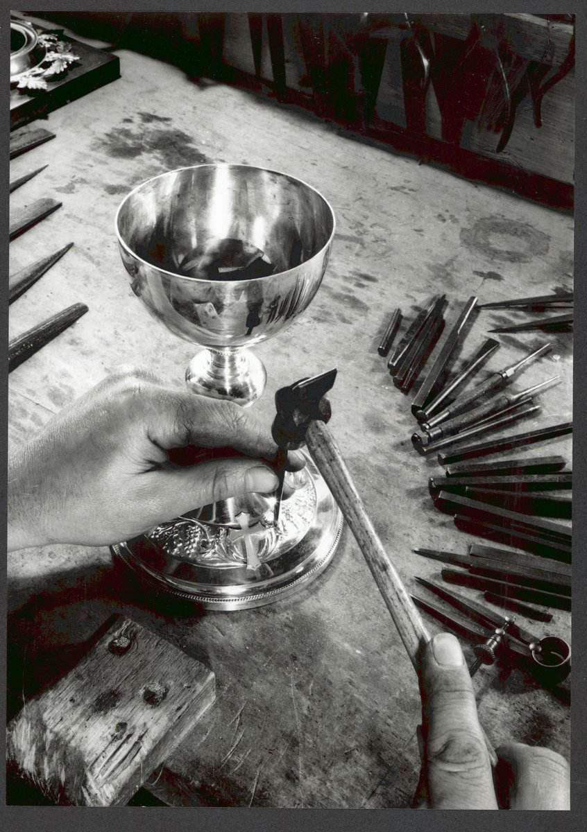 Chalice craftsman working at Albion Metalware, Richmond, Victoria (1948)