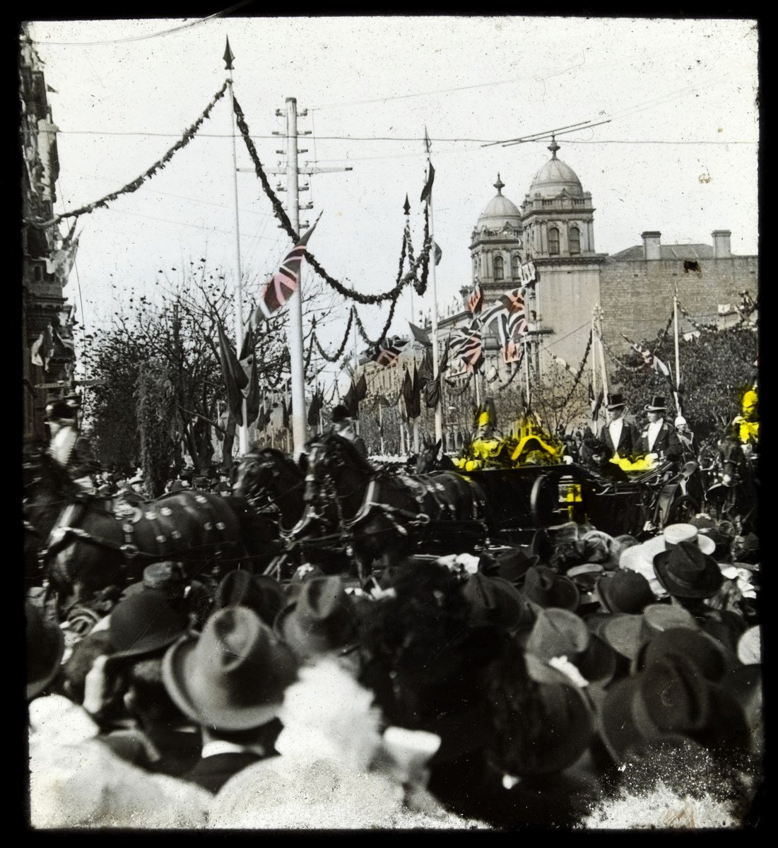 The Duke of York, later Edward VII, in open carriage in Melbourne Street (1901)