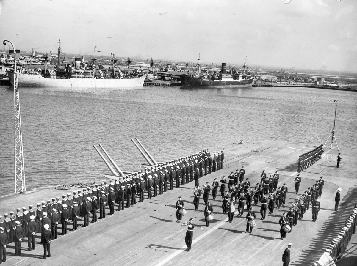 Visit by British aircraft carrier H.M.S. Indefatigable to Melbourne, 1946, Port Melbourne
