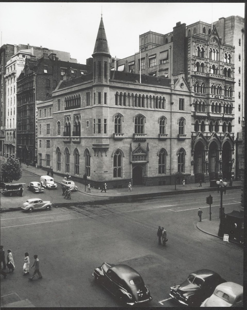 E.S.& A. Bank, corner Collins and Queen Streets, Melbourne, exteriors, Melbourne City (1952)