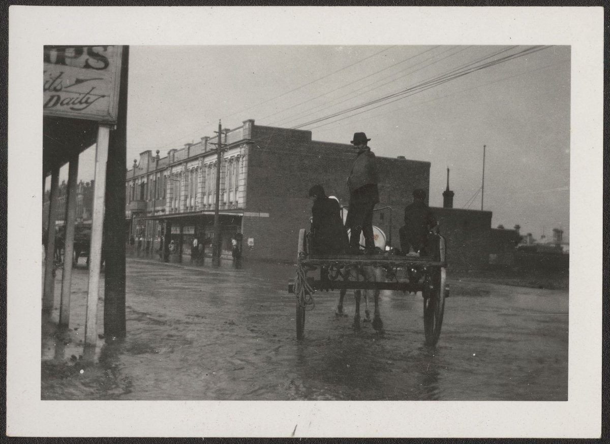 Flooded Barkly Street and some family photographs Footscray Victoria (1924)