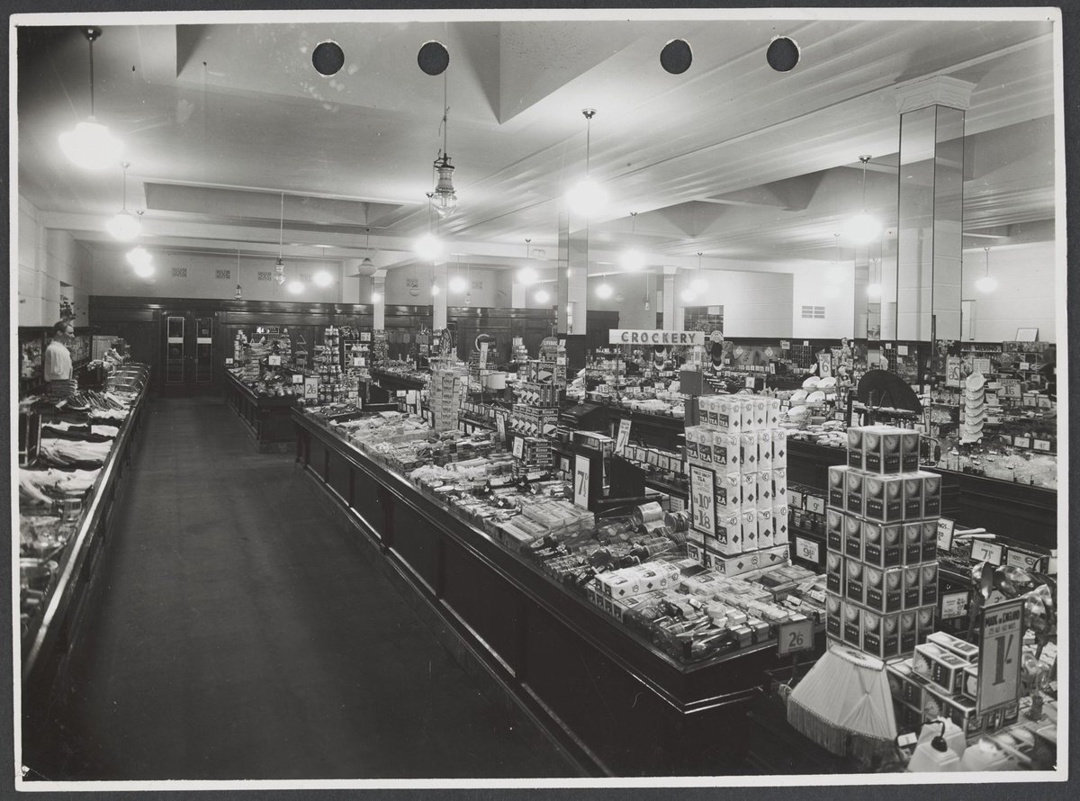 Interior of store displaying groceries and crockery at old store Sydney Road Brunswick Store No. 3 (1939)