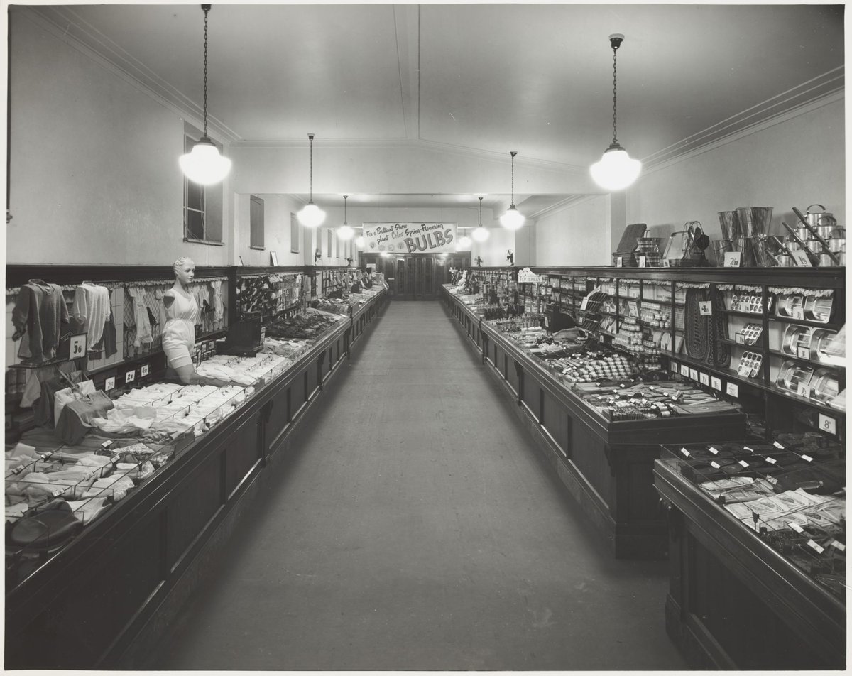 Interior of Coles store including display for mats for 4/6 Richmond Store No. 19 (1947)