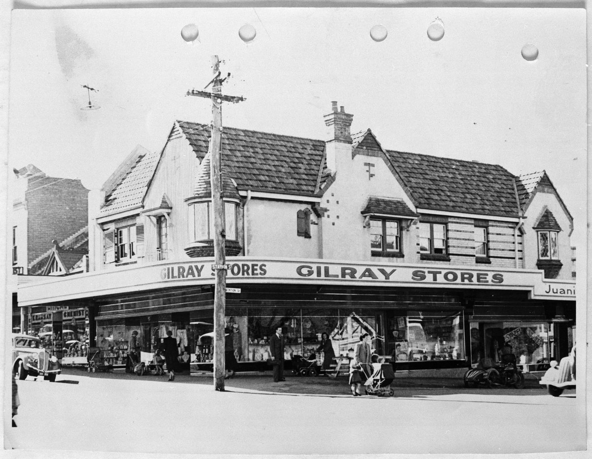 Exterior view of two storey building of Gilray Stores on the corner of Seddon Street and Upper Heidelberg Road Ivanhoe (1940–50)